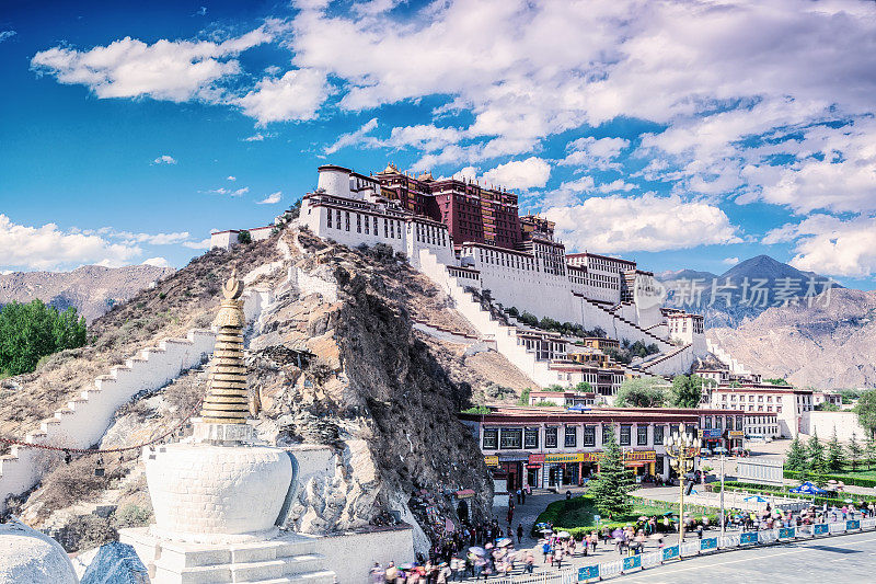 on the feet of potala palace in lhasa of tibet
